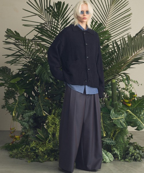 UNISEX》4 Colors Chambray Washable Wool Baggy Wide Pants/4色