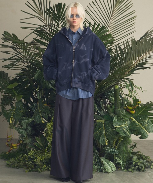 UNISEX》4 Colors Chambray Washable Wool Baggy Wide Pants/4色