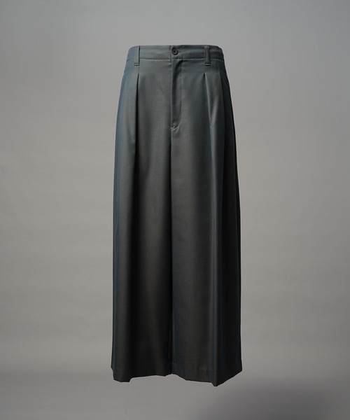 UNISEX》4 Colors Chambray Washable Wool Baggy Wide Pants/4色