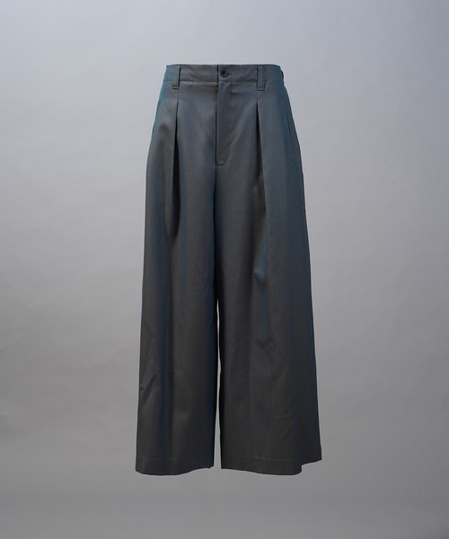 UNISEX》4 Colors Chambray Washable Wool Baggy Wide Pants/4色