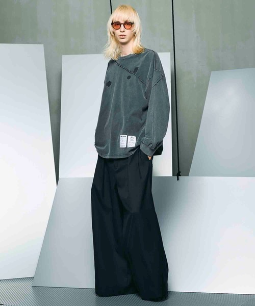 UNISEX》4 Colors Chambray Washable Wool Baggy Wide Pants/4色