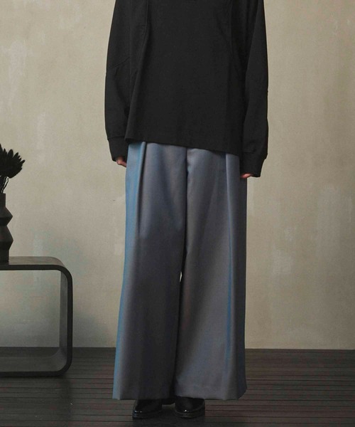 UNISEX》4 Colors Chambray Washable Wool Baggy Wide Pants/4色