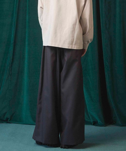 ［ミルク］un peu wide baggy slacks セール】BREEZE TWEED DEEP TUCK BAGGY SLACKS（スラックス）｜WYM