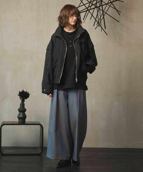 UNISEX》4 Colors Chambray Washable Wool Baggy Wide Pants/4色