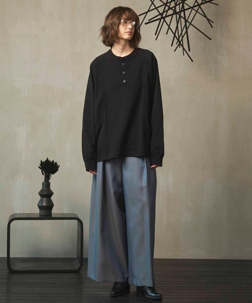 maison special Chambray Washable ウールパンツ UNISEX》4 Colors Chambray Washable Wool Prime-Wide One Tuck