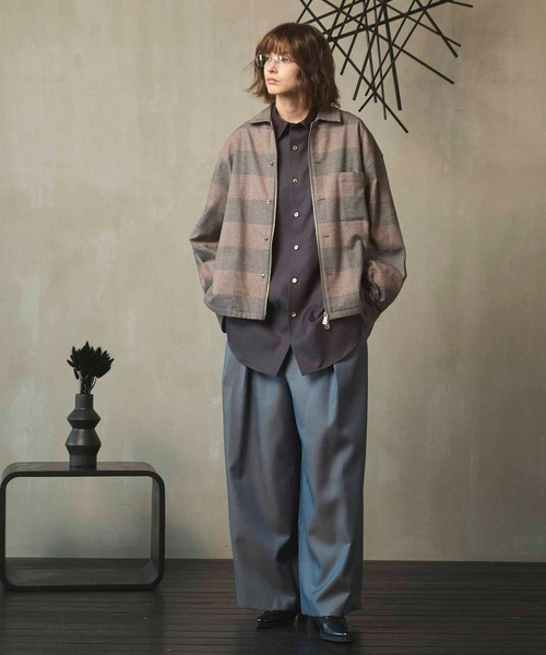 パンツ 4 Colors Chambray Wool Baggy Wide Pants 4 Colors Chambray Washable Wool Baggy Wide Pants