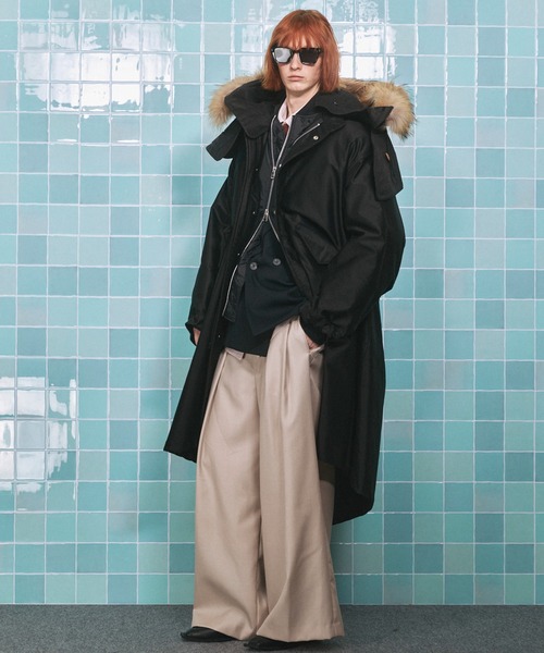 MAISON SPECIAL(メゾンスペシャル)の「《UNISEX》4 Colors Chambray Washable Wool Baggy Wide Pants/4色シャンブレーウールバギーワイドパンツ【MAISON SPECIAL/メゾンスペシャル】(スラックス・メンズ・グレー/ホワイト/ブルー/チャコールグレー/ブラック/ダークブルー・0/2/1)」の14枚目の写真