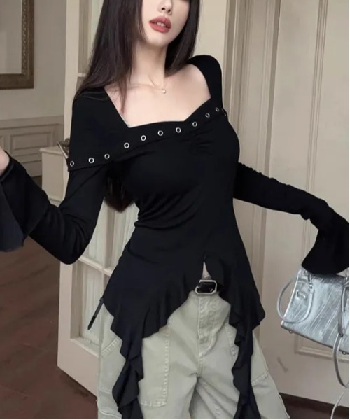 セール】ラッフルスリーブマーメイドトップス（Tシャツ