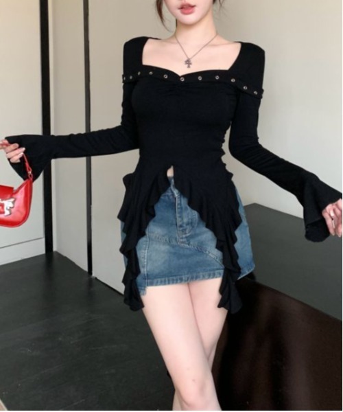 Sibra（シブラ）の「ラッフルスリーブマーメイドトップス（Tシャツ/カットソー・レディース・ホワイト/ブラック・M）」の10枚目の写真