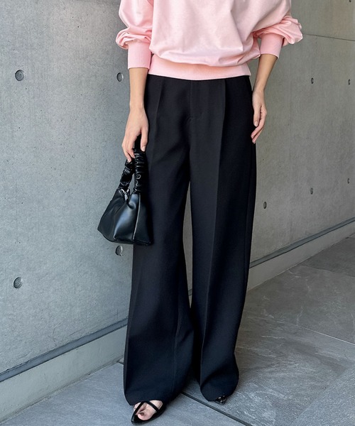 セール】【新色追加】ツイルタックスラックスワイドパンツ（スラックス