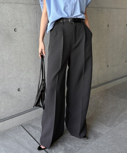 新色追加】ツイルタックスラックスワイドパンツ（スラックス）｜andme
