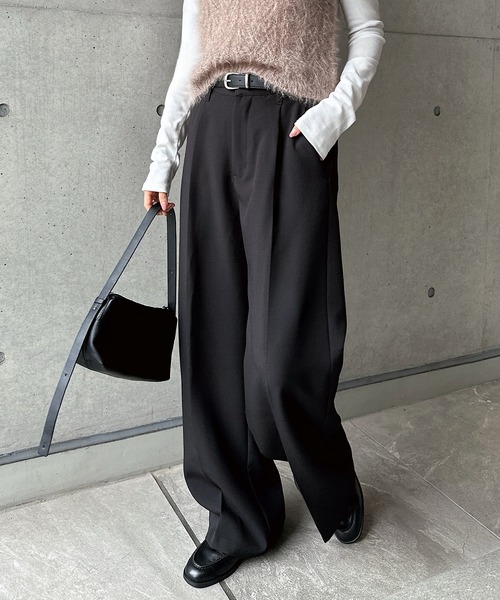 セール】【新色追加】ツイルタックスラックスワイドパンツ（スラックス