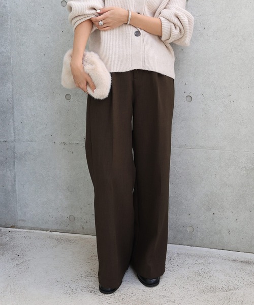 セール】【新色追加】ツイルタックスラックスワイドパンツ（スラックス