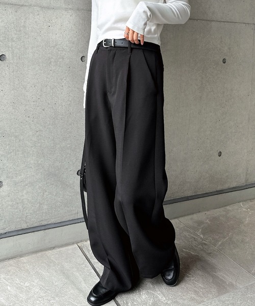 andme(アンドミー)の「【新色追加】ツイルタックスラックスワイドパンツ(スラックス・レディース・ブラック/オフホワイト/グレー/ベージュ系/ブラウン・M/L)」の6枚目の写真