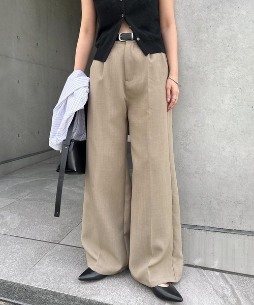 セール】【新色追加】ツイルタックスラックスワイドパンツ（スラックス