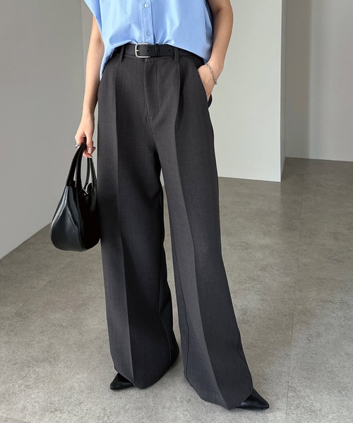セール】【新色追加】ツイルタックスラックスワイドパンツ（スラックス