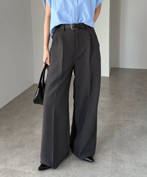 セール】【新色追加】ツイルタックスラックスワイドパンツ