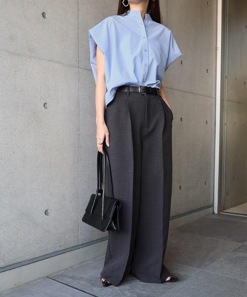 セール】【新色追加】ツイルタックスラックスワイドパンツ（スラックス