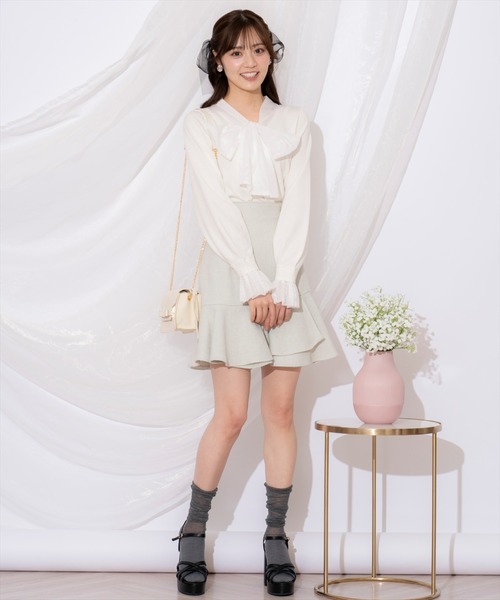 WILLSELECTION（ウィルセレクション）の「レイヤード風ボウタイニット（ニット/セーター・レディース・ベージュ/オフホワイト/イエロー/ラベンダー・FREE）」の6枚目の写真