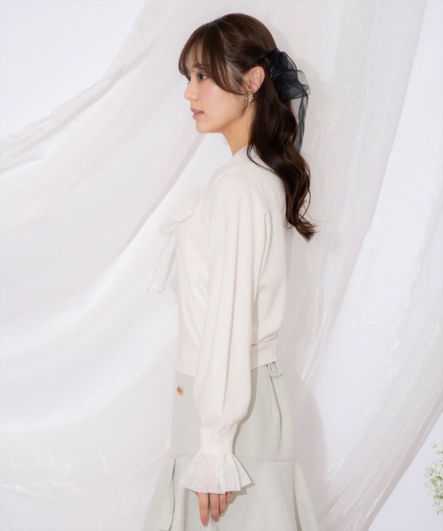 WILLSELECTION（ウィルセレクション）の「レイヤード風ボウタイニット（ニット/セーター・レディース・ベージュ/オフホワイト/イエロー/ラベンダー・FREE）」の10枚目の写真