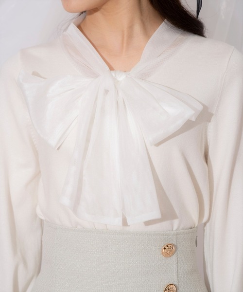 WILLSELECTION（ウィルセレクション）の「レイヤード風ボウタイニット（ニット/セーター・レディース・ベージュ/オフホワイト/イエロー/ラベンダー・FREE）」の12枚目の写真