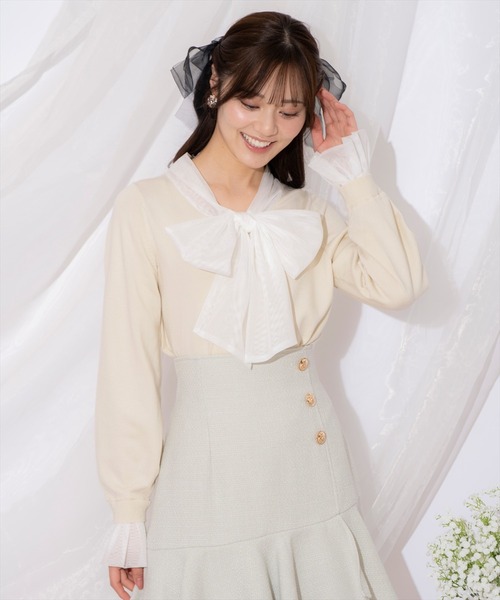 WILLSELECTION（ウィルセレクション）の「レイヤード風ボウタイニット（ニット/セーター・レディース・ベージュ/オフホワイト/イエロー/ラベンダー・FREE）」の16枚目の写真