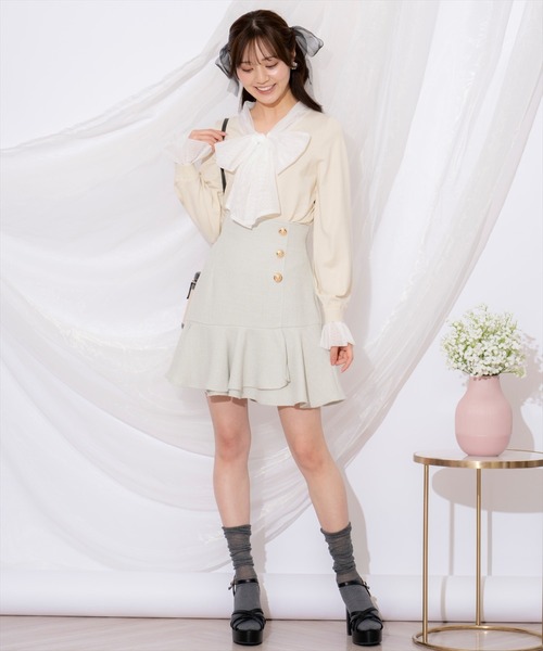 WILLSELECTION（ウィルセレクション）の「レイヤード風ボウタイニット（ニット/セーター・レディース・ベージュ/オフホワイト/イエロー/ラベンダー・FREE）」の19枚目の写真