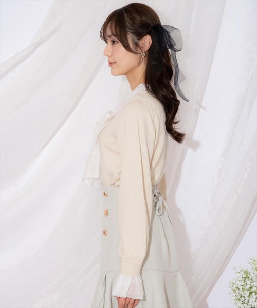 WILLSELECTION（ウィルセレクション）の「レイヤード風ボウタイニット（ニット/セーター・レディース・ベージュ/オフホワイト/イエロー/ラベンダー・FREE）」の21枚目の写真