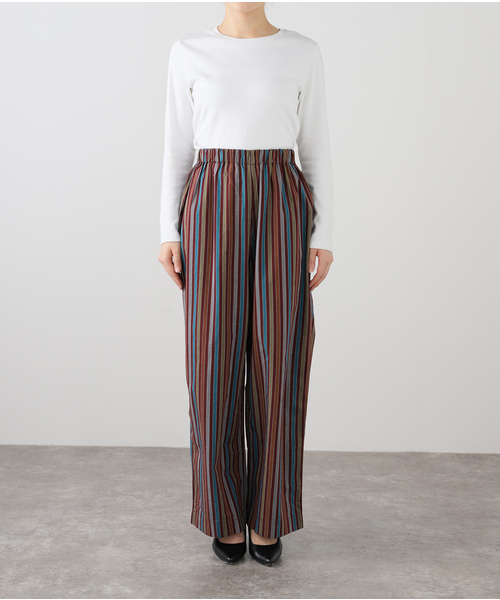 セール】BASERANGE/ベースレンジ MAROON MULTI STRIPE パンツ