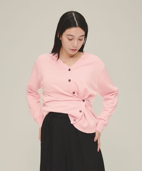 eL(エル)の「【eL】12G Comfort V Cardigan/306728(カーディガン/ボレロ・レディース・ネイビー/ピンク/プラム・FREE)」の7枚目の写真