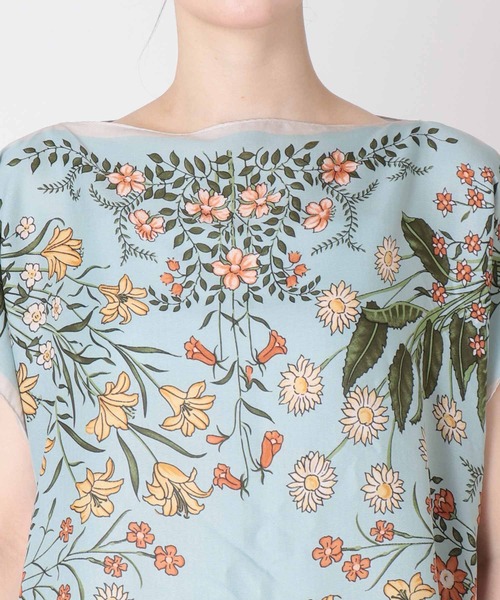 Three Four Time（ｽﾘｰﾌｫｰﾀｲﾑ）の「スカーフリメイク風フラワープリントブラウス　オリジナル（シャツ/ブラウス・レディース・サックスブルー/ピンク・FREE）」の10枚目の写真