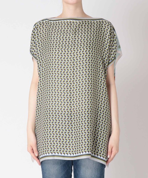 Three Four Time（ｽﾘｰﾌｫｰﾀｲﾑ）の「スカーフリメイク風フラワープリントブラウス　オリジナル（シャツ/ブラウス・レディース・サックスブルー/ピンク・FREE）」の13枚目の写真