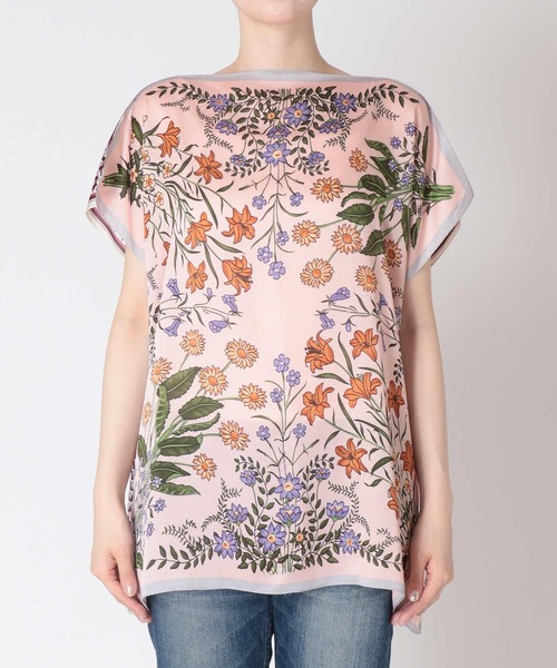 Three Four Time（ｽﾘｰﾌｫｰﾀｲﾑ）の「スカーフリメイク風フラワープリントブラウス　オリジナル（シャツ/ブラウス・レディース・サックスブルー/ピンク・FREE）」の15枚目の写真