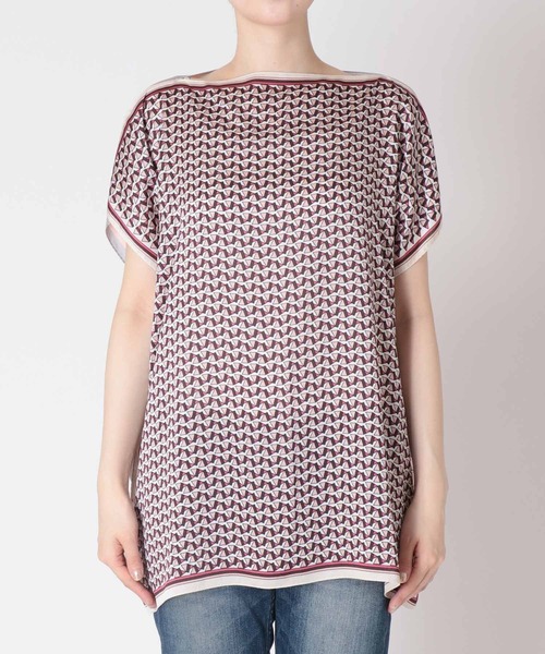 Three Four Time（ｽﾘｰﾌｫｰﾀｲﾑ）の「スカーフリメイク風フラワープリントブラウス　オリジナル（シャツ/ブラウス・レディース・サックスブルー/ピンク・FREE）」の16枚目の写真