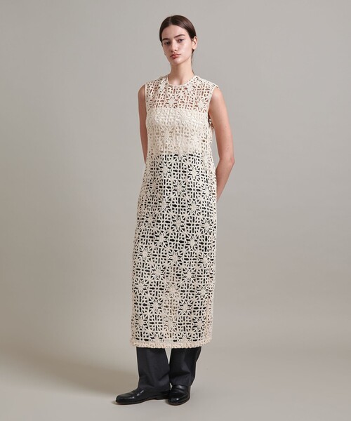 週末値下完売品新品未使用LOEFFロエフモチーフレースドレス オフホワイト LOEFF（ロエフ）の「＜LOEFF＞モチーフ レース ドレス（ワンピース