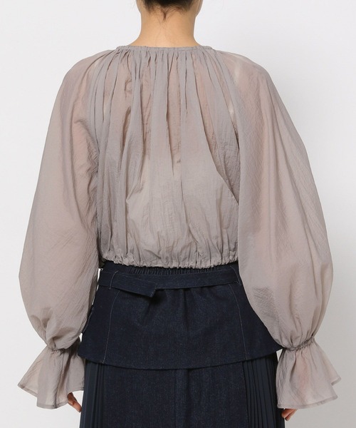 mysty woman（ミスティウーマン）の「ギャザーシアーZIPブルゾン　322312（シャツ/ブラウス・レディース・アイボリー/ブラック/グレイッシュベージュ・FREE）」の12枚目の写真