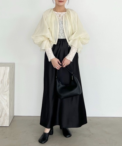 mysty woman（ミスティウーマン）の「ギャザーシアーZIPブルゾン　322312（シャツ/ブラウス・レディース・アイボリー/ブラック/グレイッシュベージュ・FREE）」の21枚目の写真