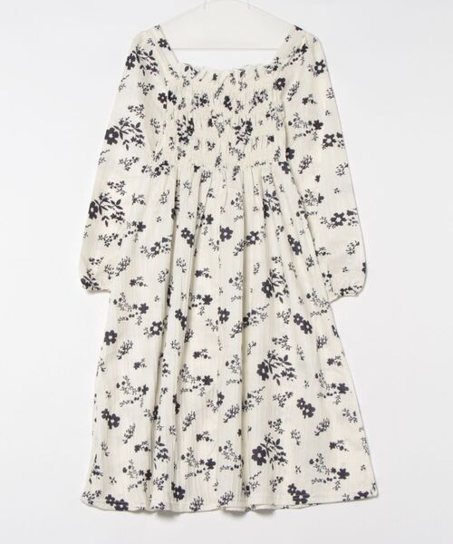 i-dare(アイディア)の「【i-dare】花柄 シャーリング 長袖 ワンピース(ワンピース・レディース・ホワイト・SMALL/MEDIUM/LARGE/X-LARGE)」の6枚目の写真