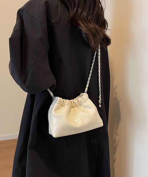 Miniministore(ミニミニストア)の「チェーンショルダーバッグ ミニ巾着バッグ(ショルダーバッグ・レディース・シルバー/アイボリー/ブラック/ブラウン・FREE)」の7枚目の写真