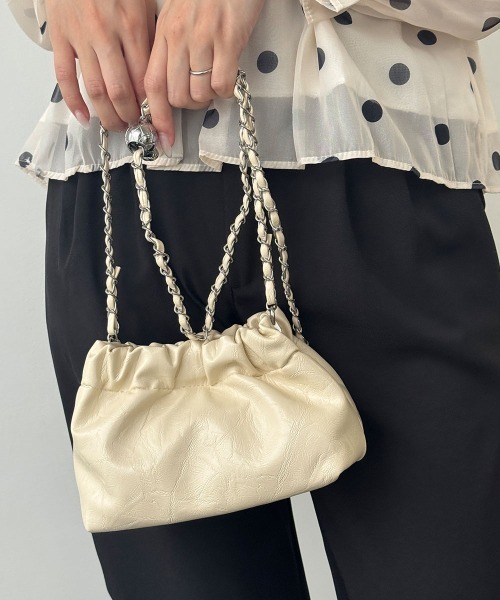 Miniministore(ミニミニストア)の「チェーンショルダーバッグ ミニ巾着バッグ(ショルダーバッグ・レディース・シルバー/アイボリー/ブラック/ブラウン・FREE)」の17枚目の写真