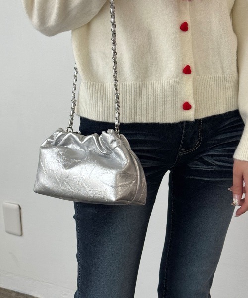 Miniministore(ミニミニストア)の「チェーンショルダーバッグ ミニ巾着バッグ(ショルダーバッグ・レディース・シルバー/アイボリー/ブラック/ブラウン・FREE)」の16枚目の写真