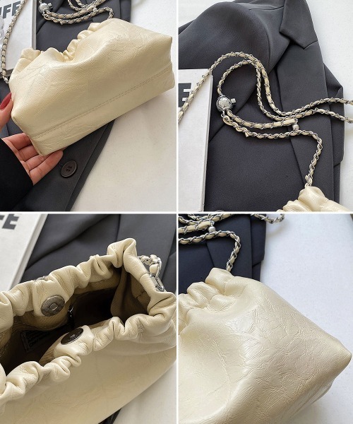 Miniministore(ミニミニストア)の「チェーンショルダーバッグ ミニ巾着バッグ(ショルダーバッグ・レディース・シルバー/アイボリー/ブラック/ブラウン・FREE)」の9枚目の写真