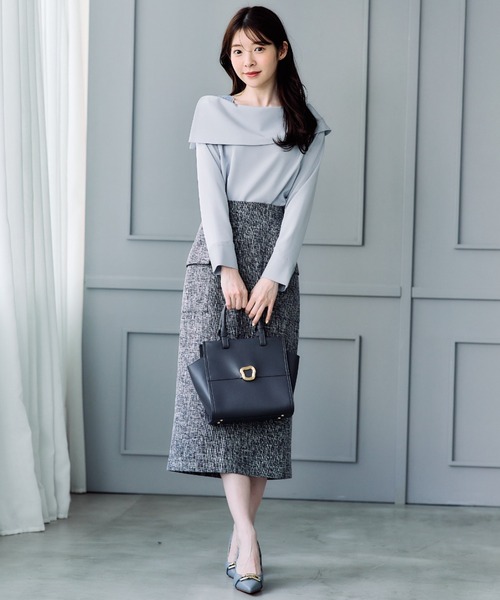 12Twelve Agenda（トゥエルブ　アジェンダ）の「バーズアイブッチャーフラップデザインタイトスカート（スカート・レディース・ネイビー/ブラック・S/M）」の13枚目の写真