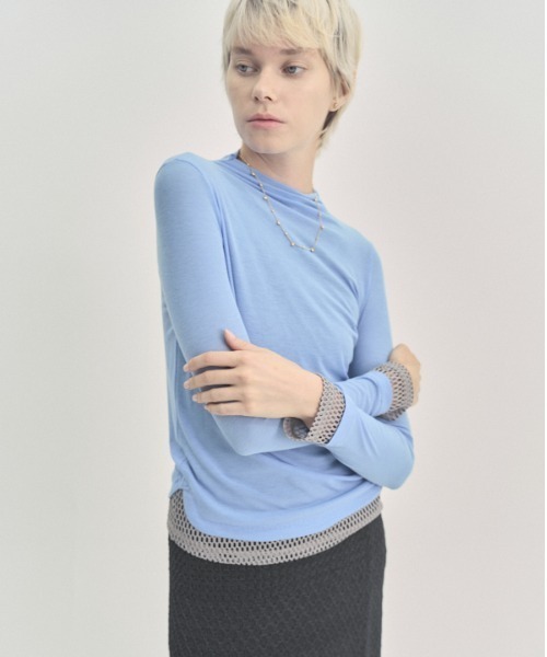 Muel Chic(ミュエルシック)の「Selk CS セルクカットソー(Tシャツ/カットソー・レディース・ホワイト/スカイブルー/ブラック/グリーン・FREE)」の7枚目の写真
