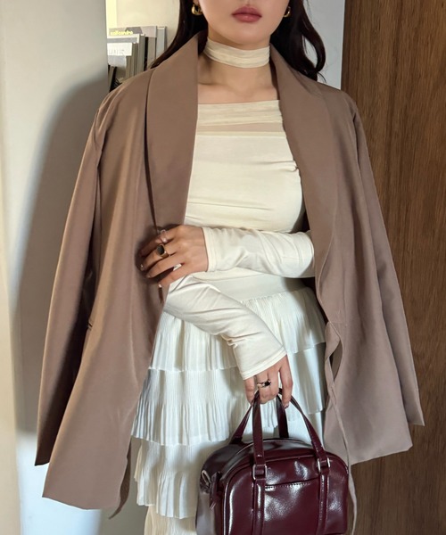 efill（エフィル）の「ストール付き シアー オフショル カットソー（Tシャツ/カットソー・レディース・ブラック/アイボリー・FREE）」の21枚目の写真