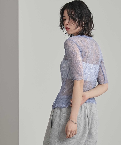 miette(ミエット)の「ストレッチレースコンパクトTシャツ(Tシャツ/カットソー・レディース・ライトブルー/ブラック/オフホワイト/ブラウン・FREE)」の16枚目の写真