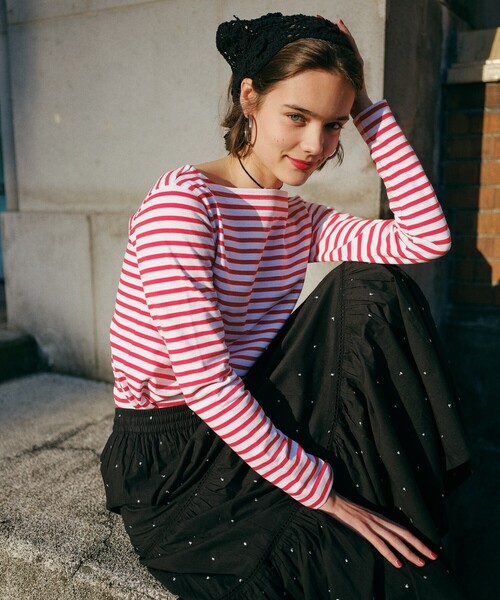 FREAK'S STORE（フリークスストア）の「インド はしごレース ティアードマキシスカート/フレアマキシスカート/コットンロングスカート/ラメドットスカート（スカート・レディース・ブラック/ワイン/オフホワイト/ホワイト/ダークネイビー/ベージュ/チャコール・ﾌﾘ-）」の22枚目の写真