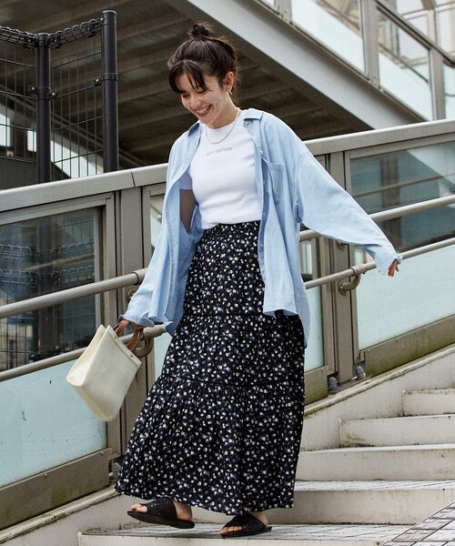 セール】インド はしごレース ティアードマキシスカート/フレアマキシ