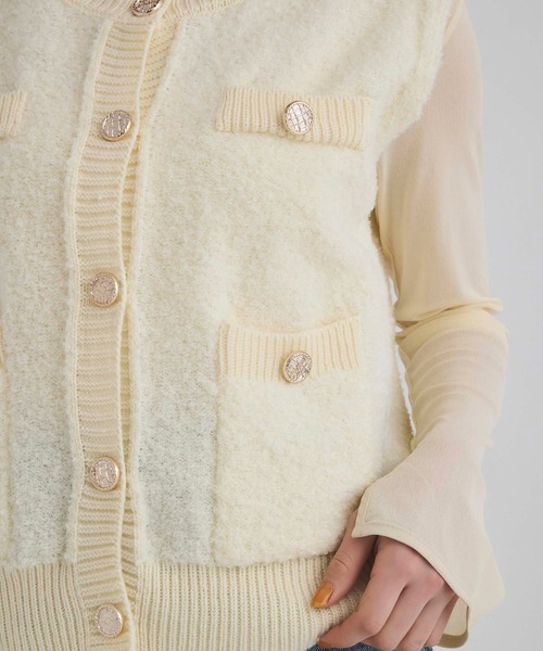 Edit Sheen（エディットシーン）の「ループヤーンニットベスト（ベスト・レディース・アイボリー/ブラック/グレー・M）」の7枚目の写真