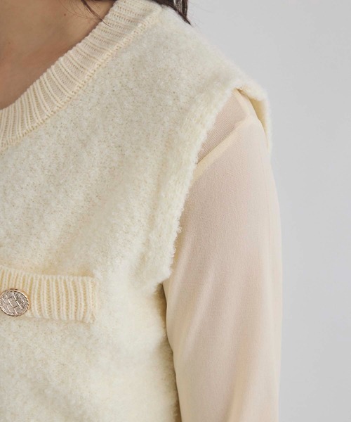 Edit Sheen（エディットシーン）の「ループヤーンニットベスト（ベスト・レディース・アイボリー/ブラック/グレー・M）」の9枚目の写真